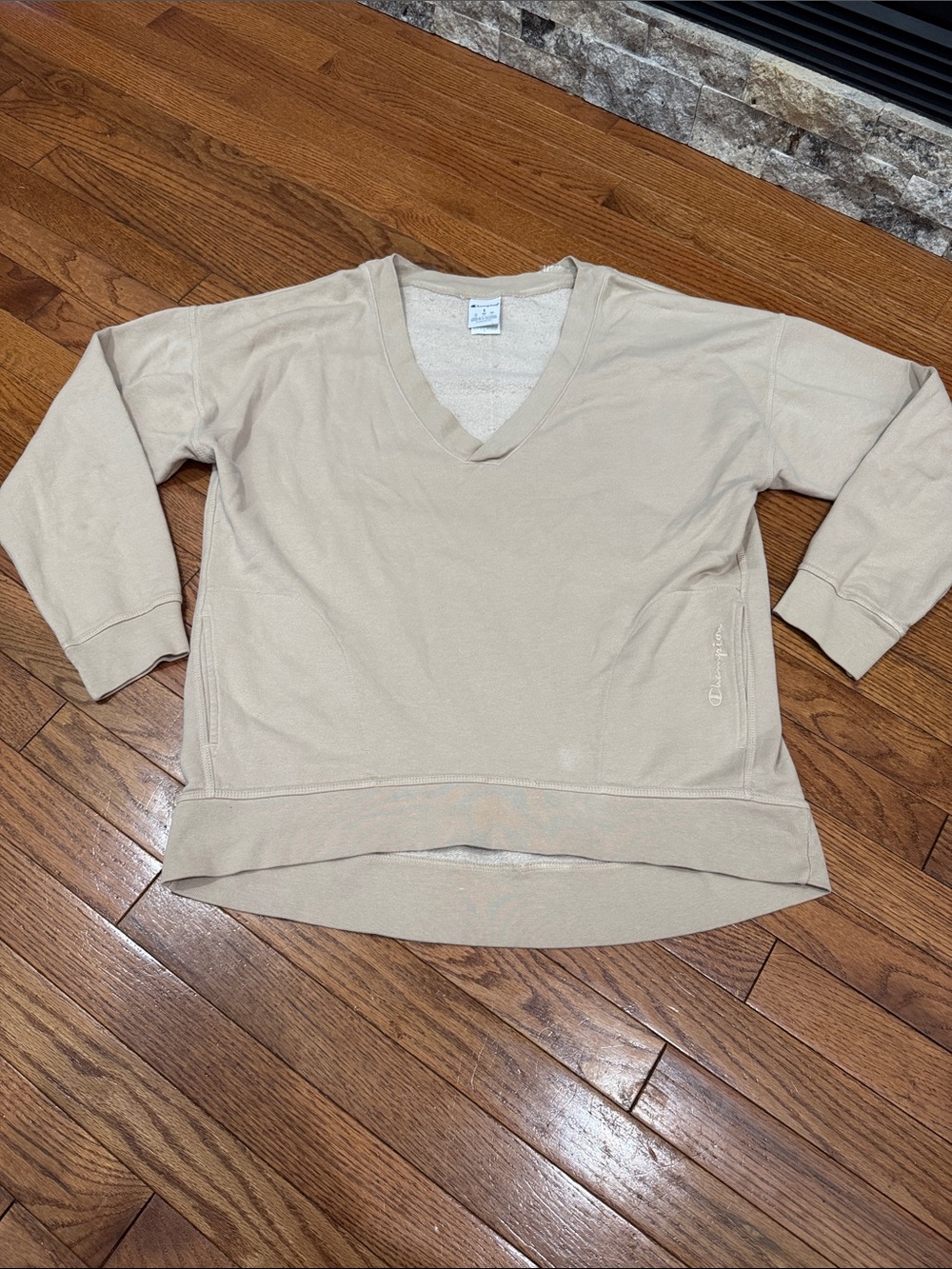 Champion Cream V-Neck Pullover Sweatshirt